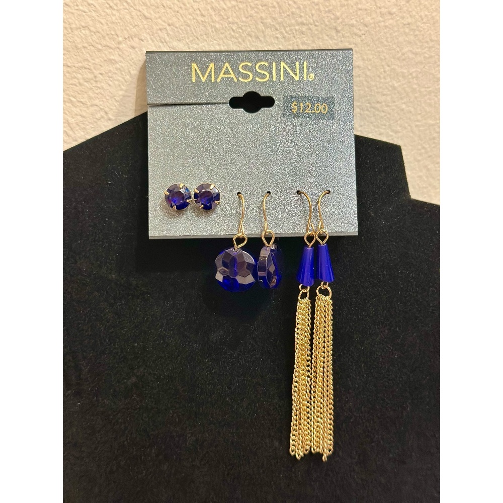 Massini Gold and Royal Blue Earrings